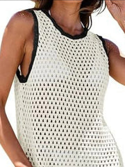 Color-Block Openwork Sleeveless Cutout Back Cover-Up