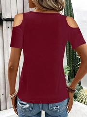 Cold-Shoulder Tee with Metal Ring Detail