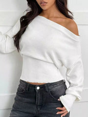 One-Shoulder Cropped Sweater