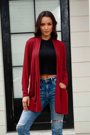 Open-Front Long-Sleeve Cardigan Pocketed - Plus Size