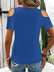 Cold-Shoulder Tee with Metal Ring Detail