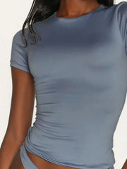 Round-Neck Short-Sleeve Swim Top