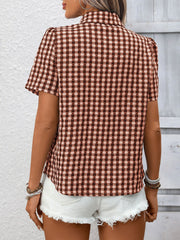 Plaid Button-Up Short-Sleeve Shirt