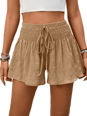 Drawstring Smocked Waist Shorts