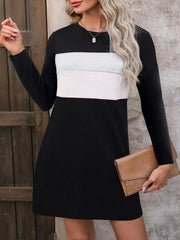 Color-Block Long-Sleeve Mini Dress - Plus Size
