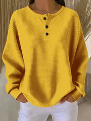 Waffle Knit Half Button Tee - Plus Size