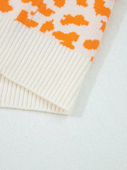 Leopard Drop-Shoulder Chunky Knitted Cardigan