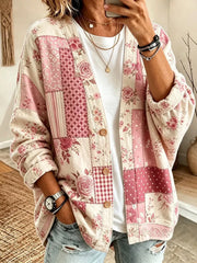 Full Size Floral V-Neck Button-Down Cardigan Plus Size