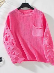 Pocket Detail Round-Neck Sweater
