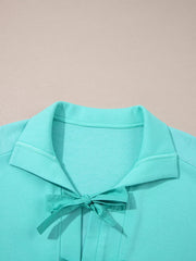 Bow Front Collared Side Pocket Shift Mini Dress