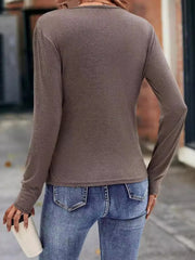 Ruched Surplice Long-Sleeve Tee