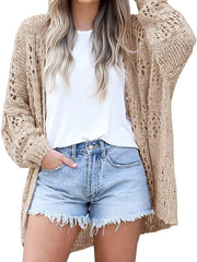 Openwork Open-Front Lightweight Cardigan
