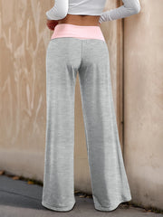 Contrast Waistband Wide-Leg Pants