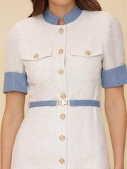 Contrast Button-Front Mini Dress