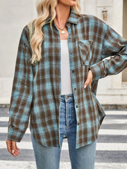 Plaid Button-Up Long-Sleeve Shirt