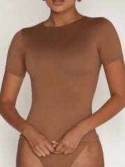 Round-Neck Short-Sleeve Swim Top