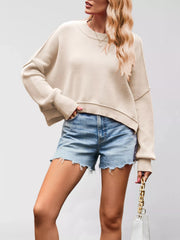 Round-Neck Drop-Shoulder Sweater