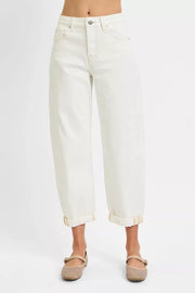 RISEN High-Rise Barrel Cropped Jeans - Plus Size