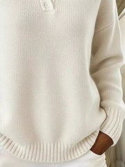 Button Detail Drop-Shoulder Sweater - Plus Size