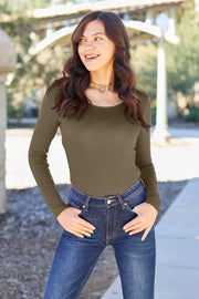 Round-Neck Long-Sleeve Bodysuit - Plus Size