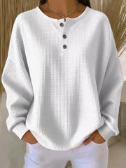Waffle Knit Half Button Tee - Plus Size