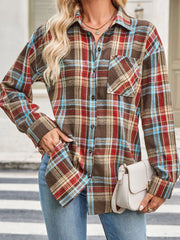 Plaid Button-Up Long-Sleeve Shirt