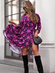 Floral Print Long-Sleeve Midi Dress