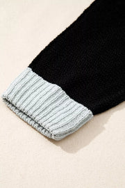 Color-Block Knit V-Neck Relaxed Sweater