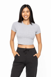 MONO B Essential Micro-Ribbed Cropped Active Tee