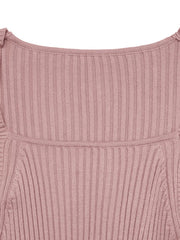 Rib-Knit Square-Neck Bodycon Sweater Dress