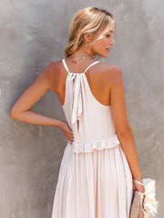 Ruffled Sleeveless Tiered Maxi Dress Pocketed