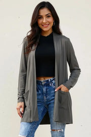 Open-Front Long-Sleeve Cardigan Pocketed - Plus Size
