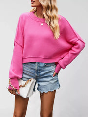 Round-Neck Drop-Shoulder Sweater