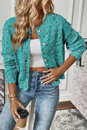 Confetti Button-Up Long-Sleeve Cardigan