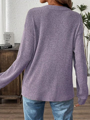 Ribbed Button Detail Long-Sleeve Tee