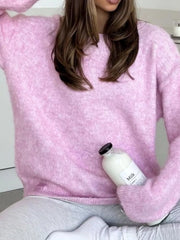 Round-Neck Drop-Shoulder Sweater