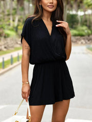 Surplice Short-Sleeve Romper