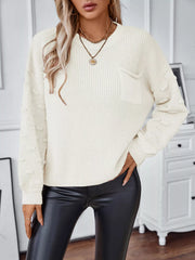 Pocket Detail Round-Neck Sweater