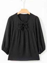 Bow Tie Neck 3/4-Sleeve Blouse