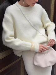 Round-Neck Drop-Shoulder Sweater