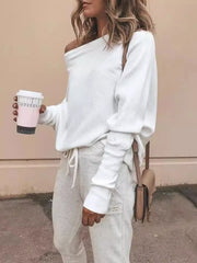 One-Shoulder Ribbed Sweater - Plus Size