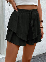 Tied Layered High-Waist Shorts