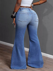High-Waist Distressed Flare Jeans