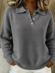 Button Detail Drop-Shoulder Sweater - Plus Size