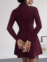 Mock-Neck Long-Sleeve Mini Dress