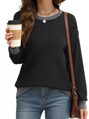 Contrast Trim Crew Neck Sweatshirt