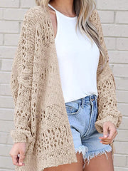 Openwork Open-Front Lightweight Cardigan