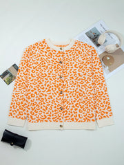 Leopard Drop-Shoulder Chunky Knitted Cardigan