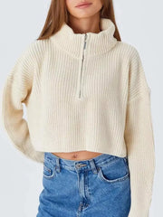 Half Zip Drop-Shoulder Sweater