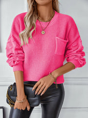 Pocket Detail Round-Neck Sweater